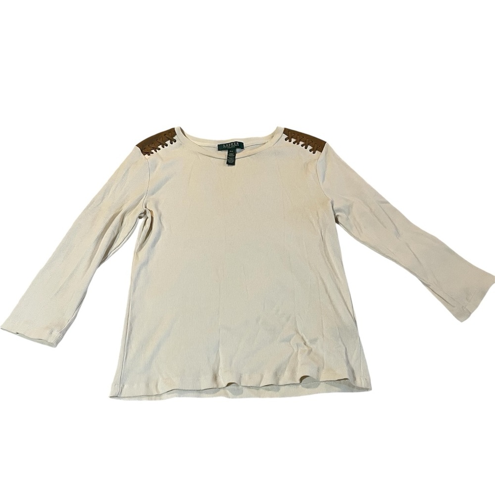 Lauren Ralph Lauren Cream Blouse with Brown Details